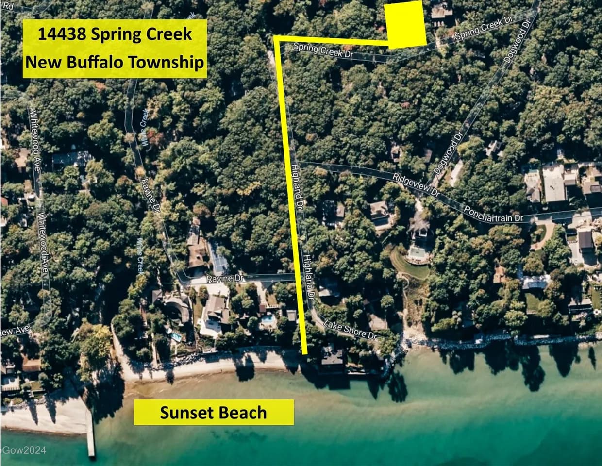 Aerial Property Location Map Near Sunset Beach
