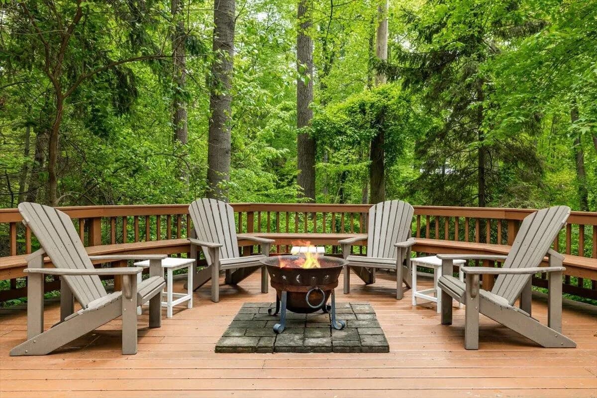 Deck Fire Pit Area with Adirondack Chairs