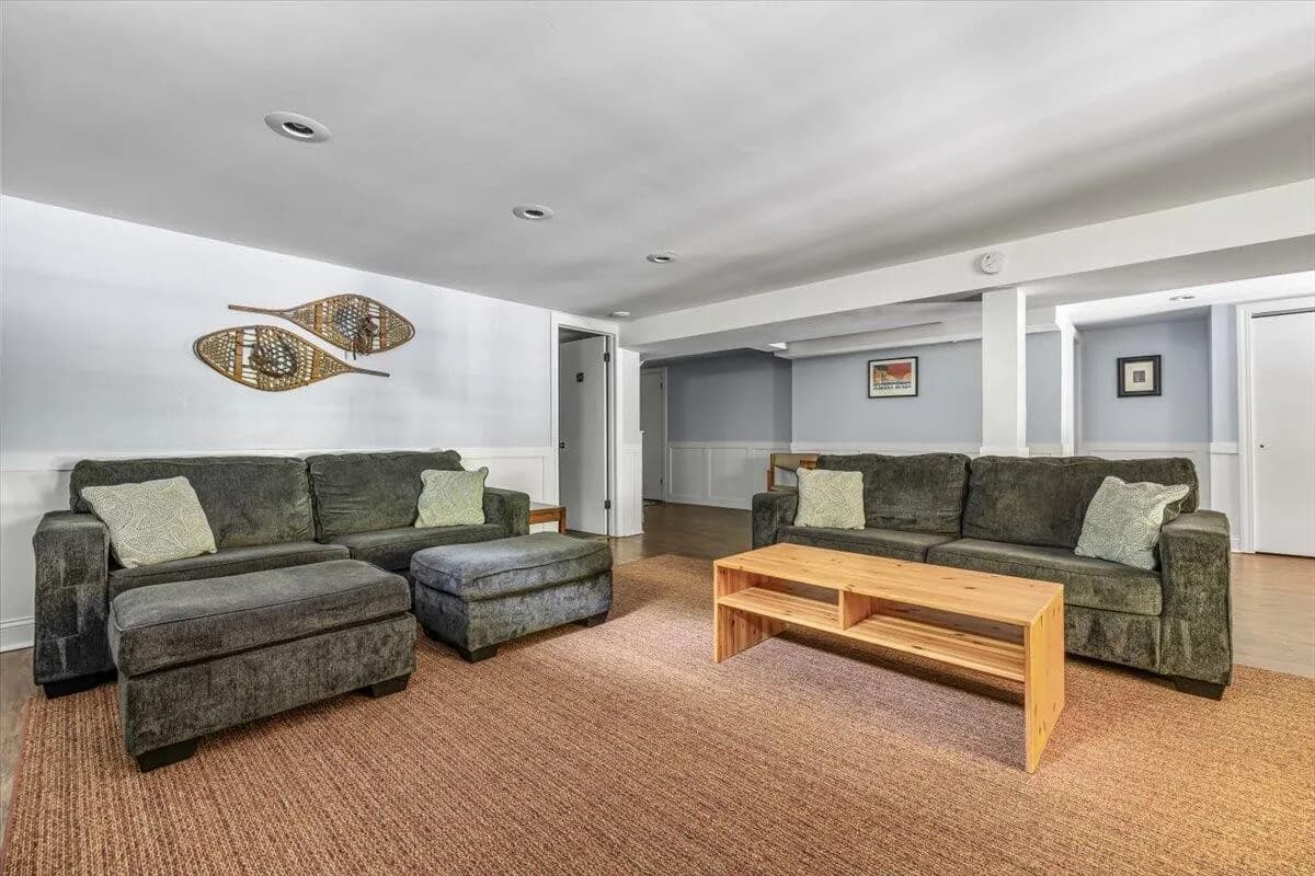 Lower Level Recreation Room with Sectional Sofas