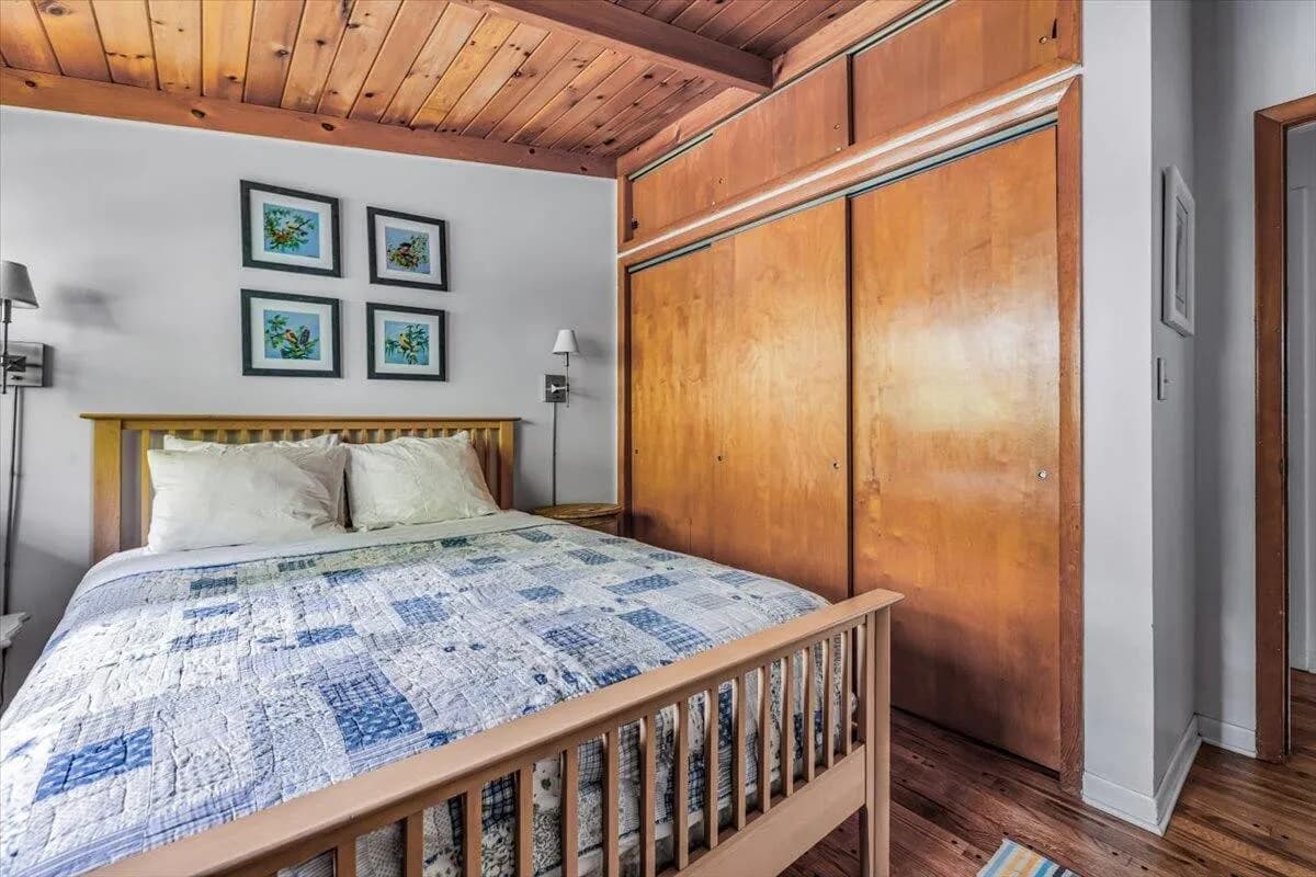 Master Bedroom with Wood Ceiling & Built-in Closet