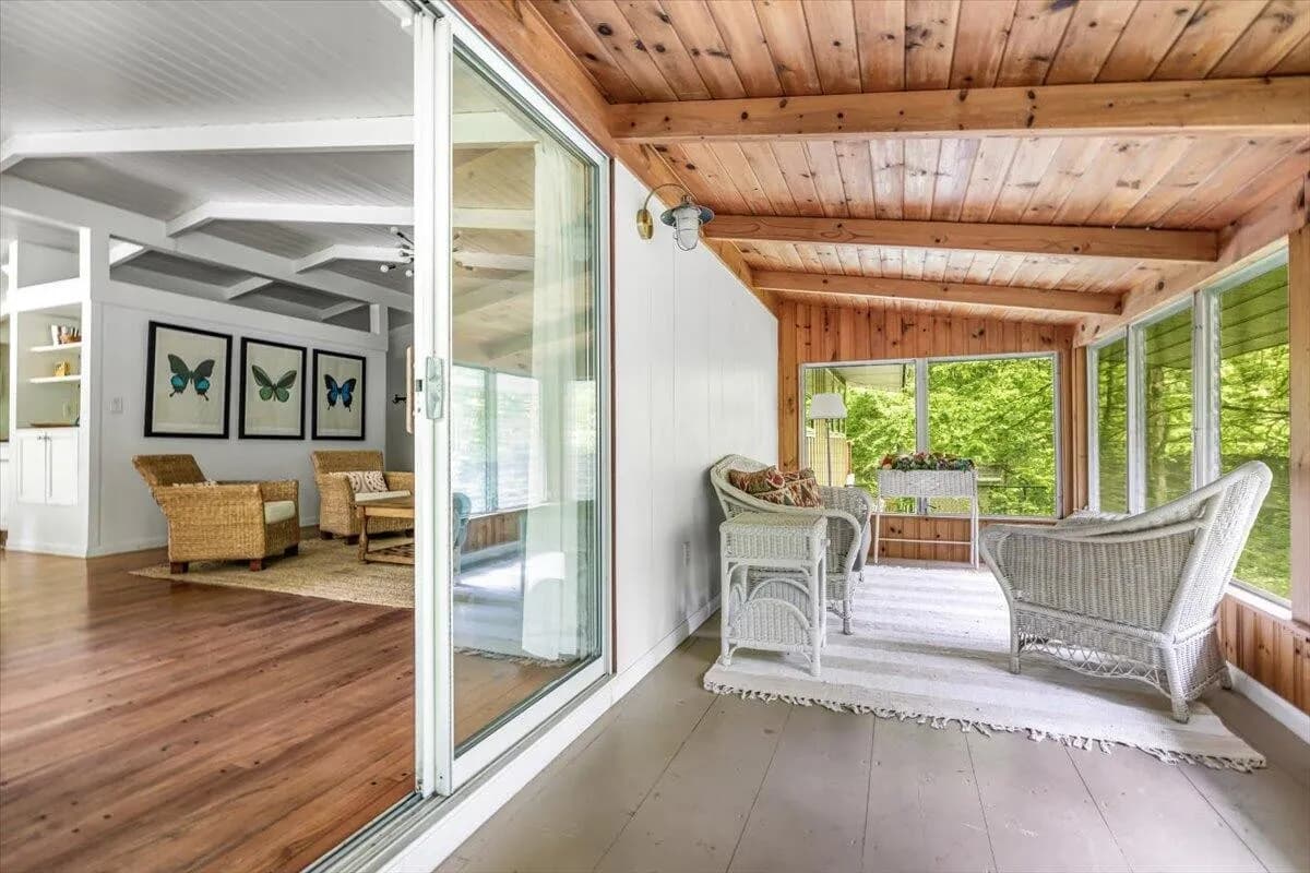 Screened Porch with Wicker Furniture