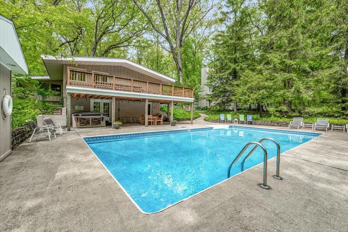 Swimming Pool Area with Pool House & Deck